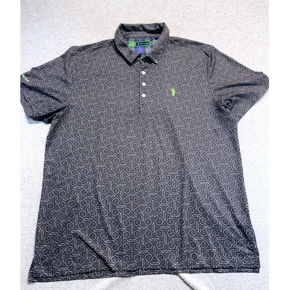 William Murray Golf Mens XL Performance Polo Gray Geometric Pattern Stretch